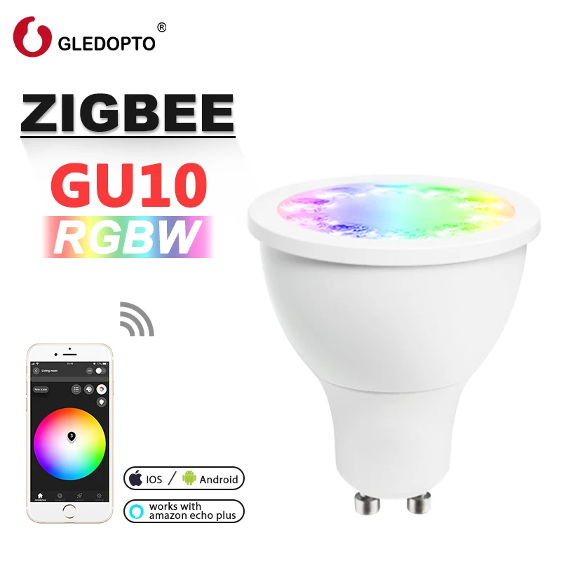 Rgb gu10 точечный свет rgbw rgb cct прожектор zigbee zll 5 Вт AC100 240V светодиодный контроллер