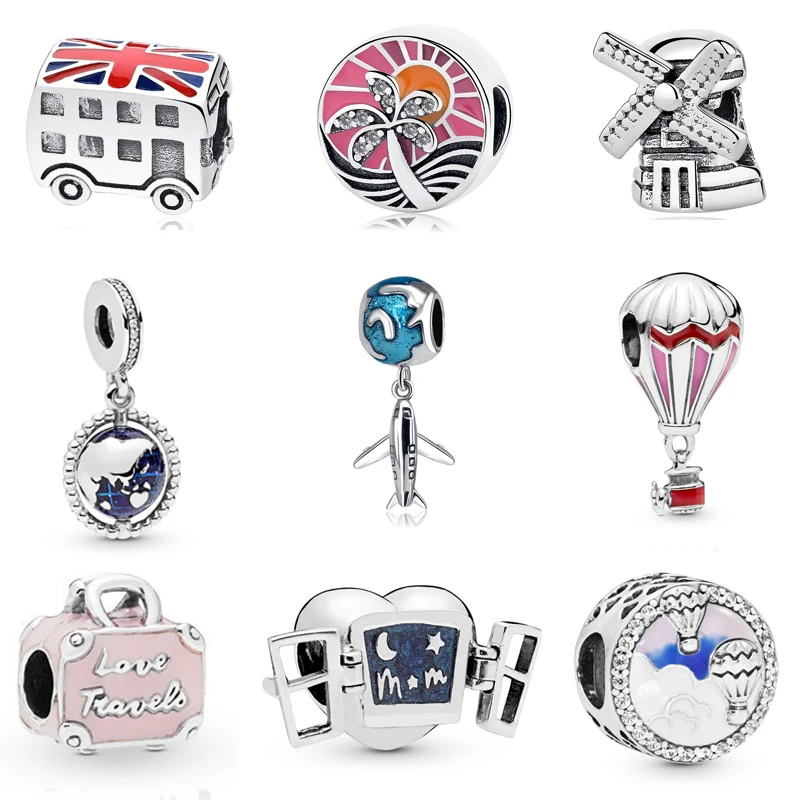 Authentic 100% 925 Sterling Silver Charm Beads Love to Travel Theme Charms Fit Original Bracelets Women DIY Jewelry
Authentic 100% 925 Sterling Silver Charm Beads Love to Travel Theme Charms Fit Original Bracelets Women DIY Jewelry