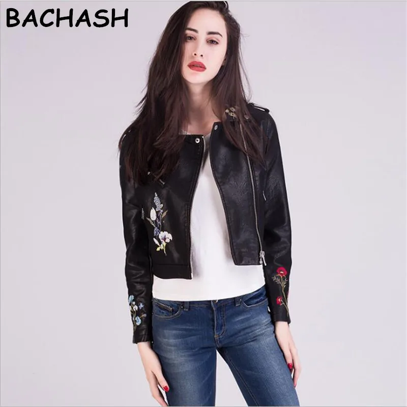 BACHASH Embroidery Faux Leather Coat Motorcycle Zipper Wine Red Leather PU Jacket Women Fashion Cool Outerwear Spring Jacket
BACHASH Embroidery Faux Leather Coat Motorcycle Zipper Wine Red Leather PU Jacket Women Fashion Cool Outerwear Spring Jacket
