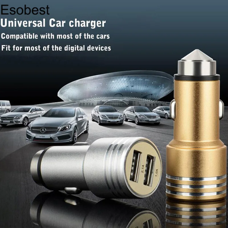 Автомобильное зарядное устройство Esobest с двумя USB-портами 5 В 2 1 А | Мобильные