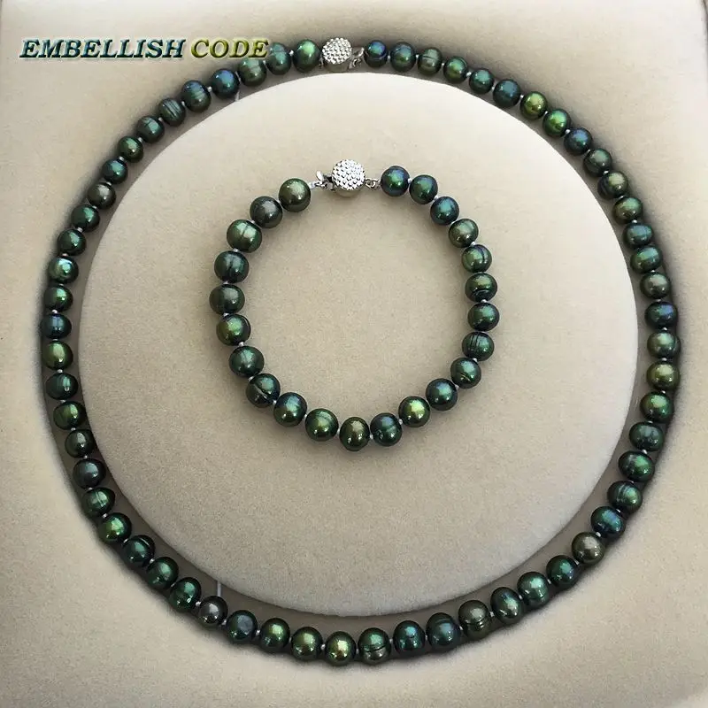 Ожерелье и браслет 7-8 мм с натуральным искусственным жемчугом | Украшения