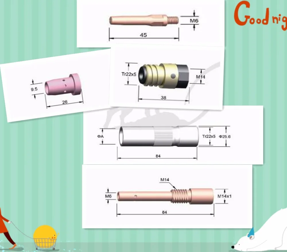 CO2 Mig Mag welder welding torch Panasonic KR500A swan neck contact tip holder gas nozzle M6*45MM
CO2 Mig Mag welder welding torch Panasonic KR500A swan neck contact tip holder gas nozzle M6*45MM