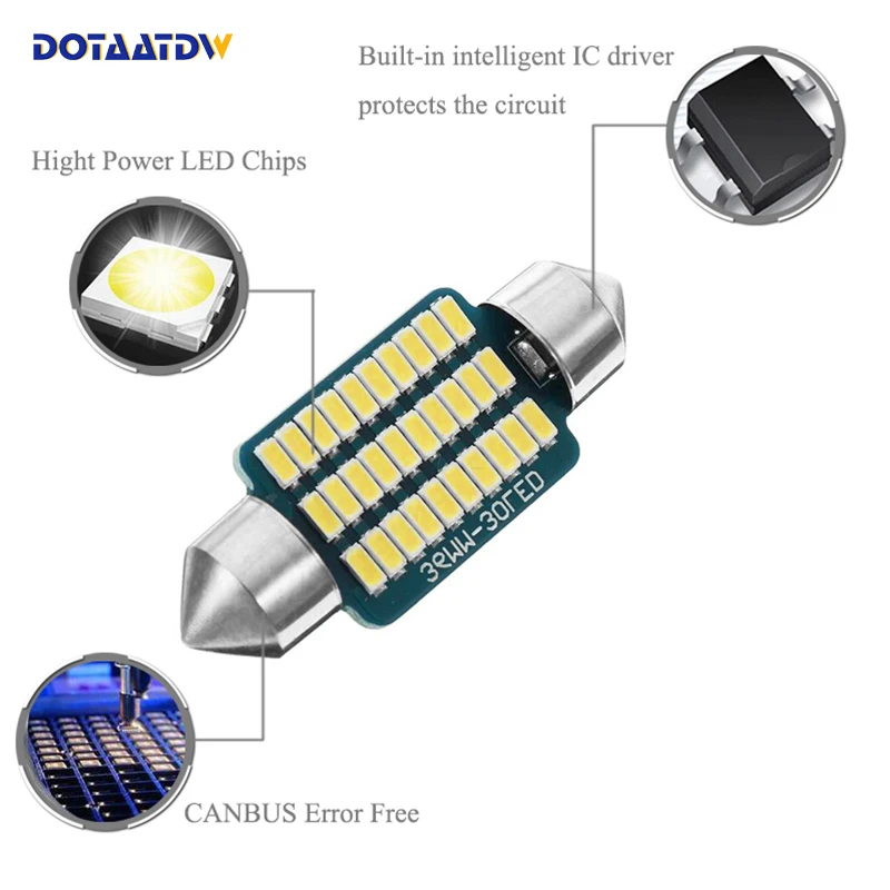 2x светодиодный 36 мм Canbus C5W лампы 3014SMD интерьерные номерного знака для Benz W208 W209 W203