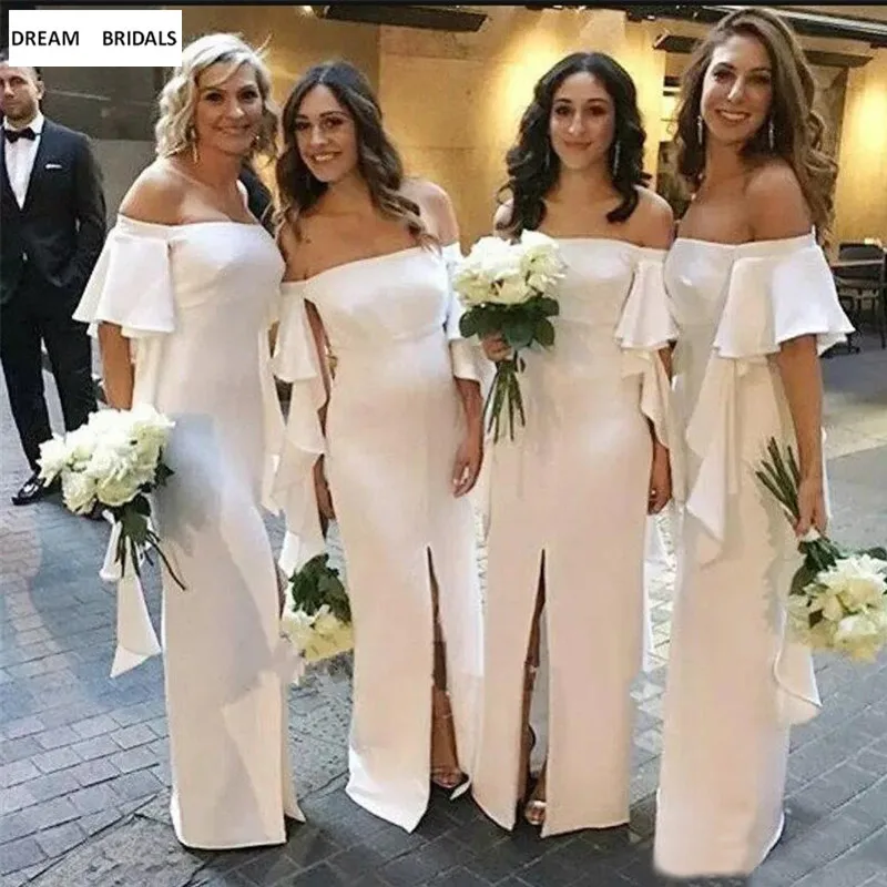 Simple Long Bridesmaid Dresses Short Sleeves Vestido De Madrinha Front Split Wedding Party Dress For Woman 2019
Simple Long Bridesmaid Dresses Short Sleeves Vestido De Madrinha Front Split Wedding Party Dress For Woman 2019