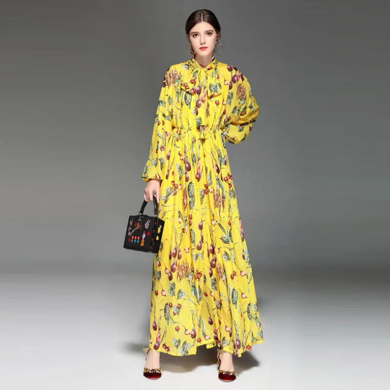High Quality 2019 Spring New Designer Fashion Women's Waist With Long-Sleeved Printed Large Swing Temperament Casual Beach Dress
High Quality 2019 Spring New Designer Fashion Women's Waist With Long-Sleeved Printed Large Swing Temperament Casual Beach Dress