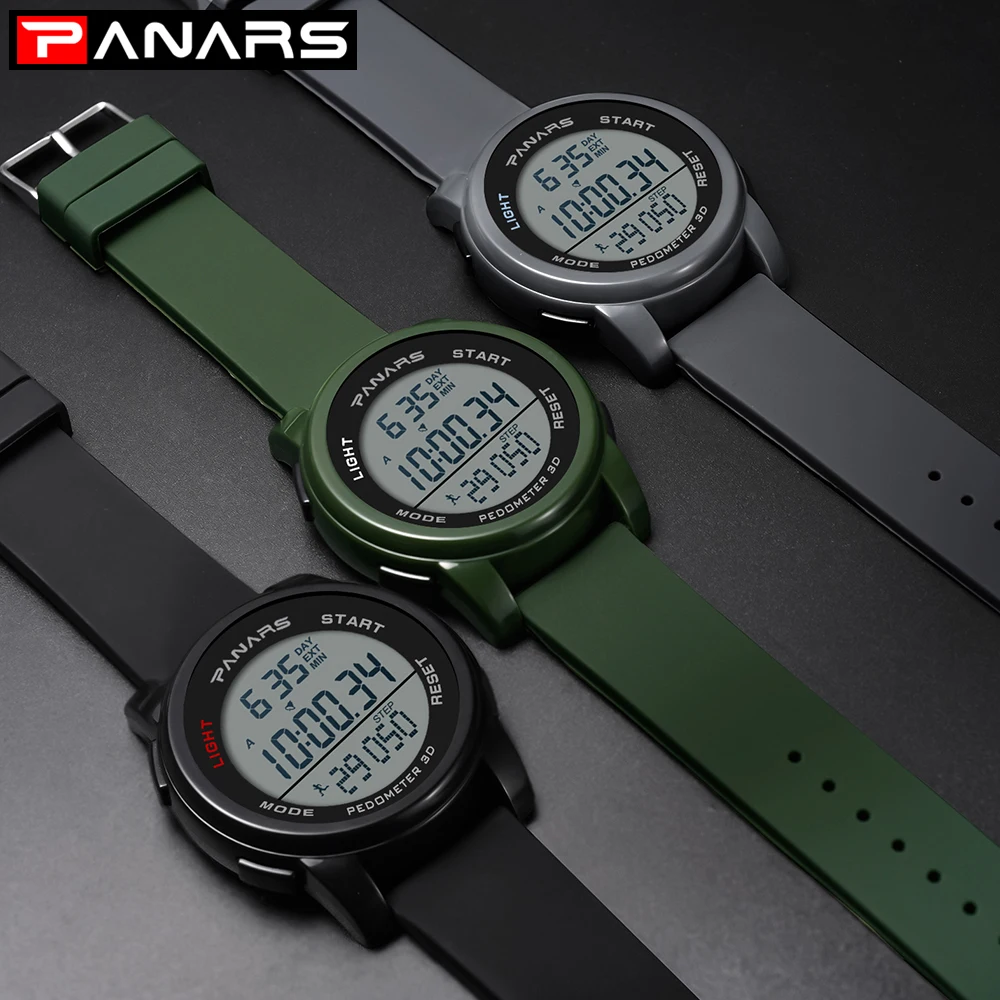 PANARS Outdoor Sports Men's Watch Pedometer Digital Wrist Watch Stopwatch Waterproof LED Watch for Men Relogio Masculino
PANARS Outdoor Sports Men's Watch Pedometer Digital Wrist Watch Stopwatch Waterproof LED Watch for Men Relogio Masculino