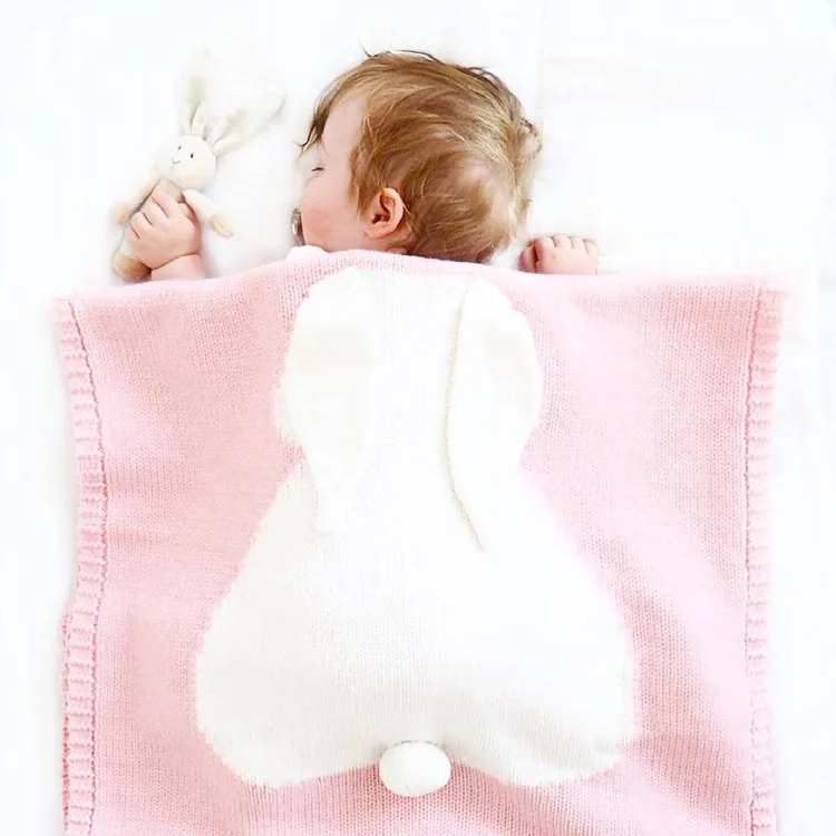 LGREL Baby Blanket 108cmX73cm Newborn Knitted Cubist Cartoon Rabbit Swaddle Warm Soft Infant Wrap Bedding |