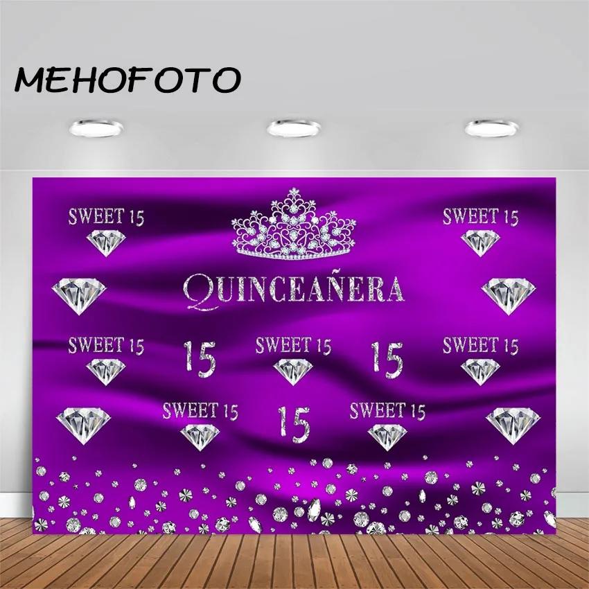 Sweet 15th Birthday Party Backdrop Diamond Birthday Party Photo Background for Photography Purple Decoration Supplies
Sweet 15th Birthday Party Backdrop Diamond Birthday Party Photo Background for Photography Purple Decoration Supplies
