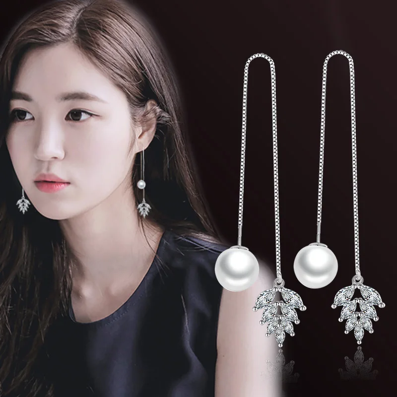 925 sterling silver fashion shiny crystal flower pearl ladies tassels stud earrings jewelry Anti allergy cheap
925 sterling silver fashion shiny crystal flower pearl ladies tassels stud earrings jewelry Anti allergy cheap