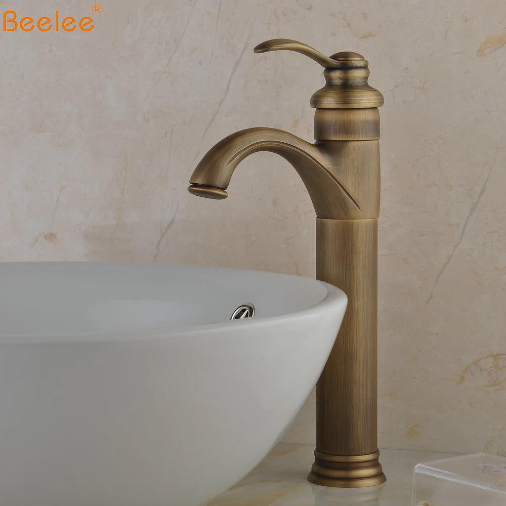

Beelee античная латунь Смесители для ванной комнаты высокий смеситель для умывальника кран большой кран смеситель BL0405AH