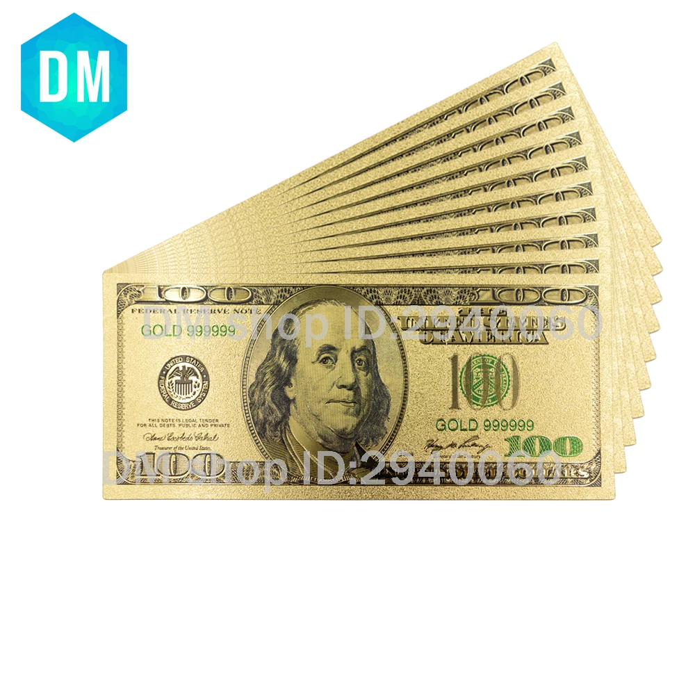 24k Colorful Gold Banknote One Hundred Dollar World Paper Money Home Decorative Currency Bill Note 10pcs/lot Worth Collection
24k Colorful Gold Banknote One Hundred Dollar World Paper Money Home Decorative Currency Bill Note 10pcs/lot Worth Collection