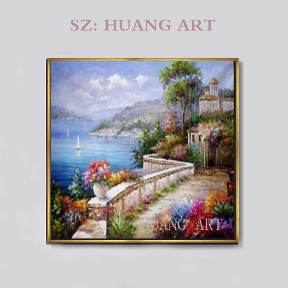 European and American style charming Mediterranean impressionist landscape oil painting on the wall in the home and summer flowe
European and American style charming Mediterranean impressionist landscape oil painting on the wall in the home and summer flowe