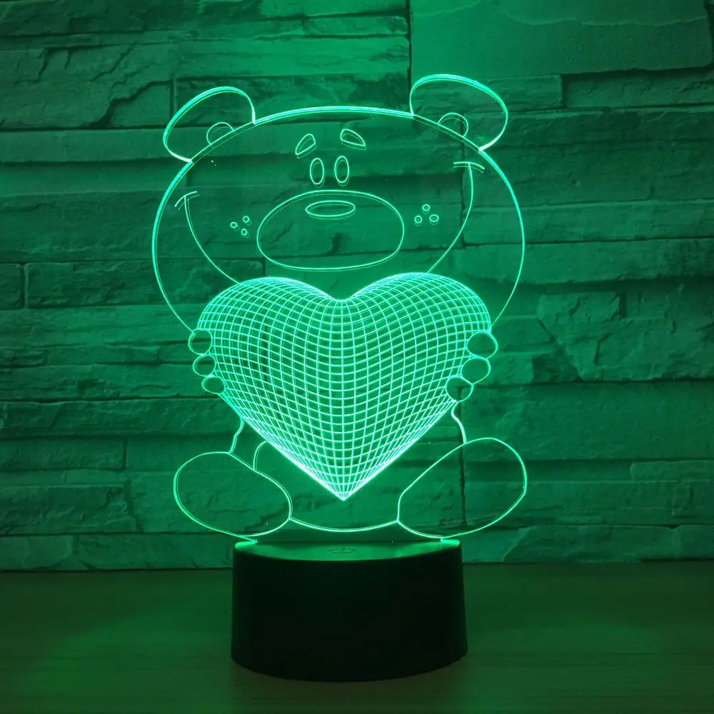 Cartoon Cute Heart Bear Shape LED 3D Lamp 3D Baby Night Light Sleeping Lighting Indoor Atmosphere Lamp Best Gift
Cartoon Cute Heart Bear Shape LED 3D Lamp 3D Baby Night Light Sleeping Lighting Indoor Atmosphere Lamp Best Gift