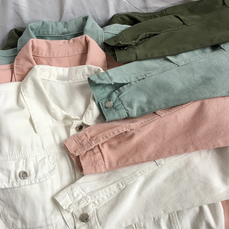 Spring Cowboy Coat Women Short Casual Basic Jean Jacket Washed Lapel Denim Coats Student Candy Jean Tops Outer Wear
Spring Cowboy Coat Women Short Casual Basic Jean Jacket Washed Lapel Denim Coats Student Candy Jean Tops Outer Wear