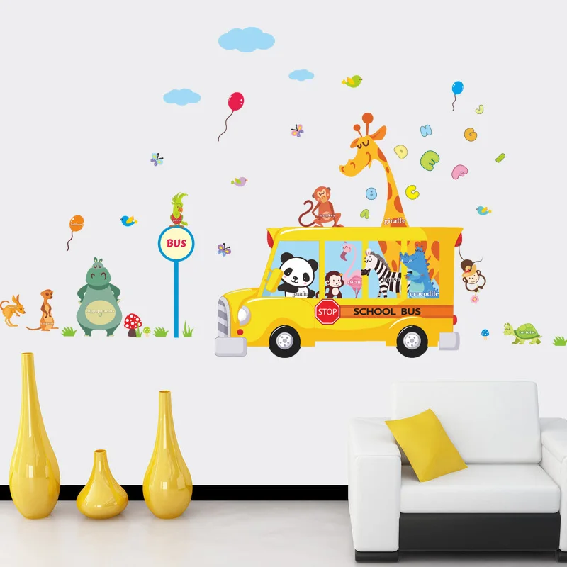 Cartoon Animals School Bus Wall Stickers For Kids Rooms Panda Monkey Giraffee Turtle Nursery Room Decor Art Wall Decal Poster
Cartoon Animals School Bus Wall Stickers For Kids Rooms Panda Monkey Giraffee Turtle Nursery Room Decor Art Wall Decal Poster