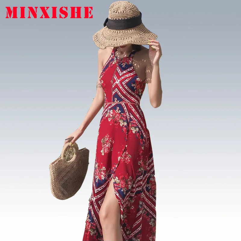 Летнее женское платье 2019 сексуальное облегающее элегантное Boho Maxi с низким