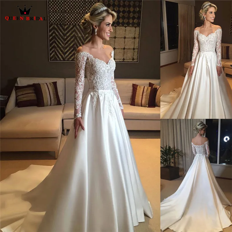 Robe De Mariee QUEEN BRIDAL 2022 Long Satin Lace Beaded Wedding Dress Vestidos De Novias Custom Size Marriage Gown HC91
Robe De Mariee QUEEN BRIDAL 2022 Long Satin Lace Beaded Wedding Dress Vestidos De Novias Custom Size Marriage Gown HC91