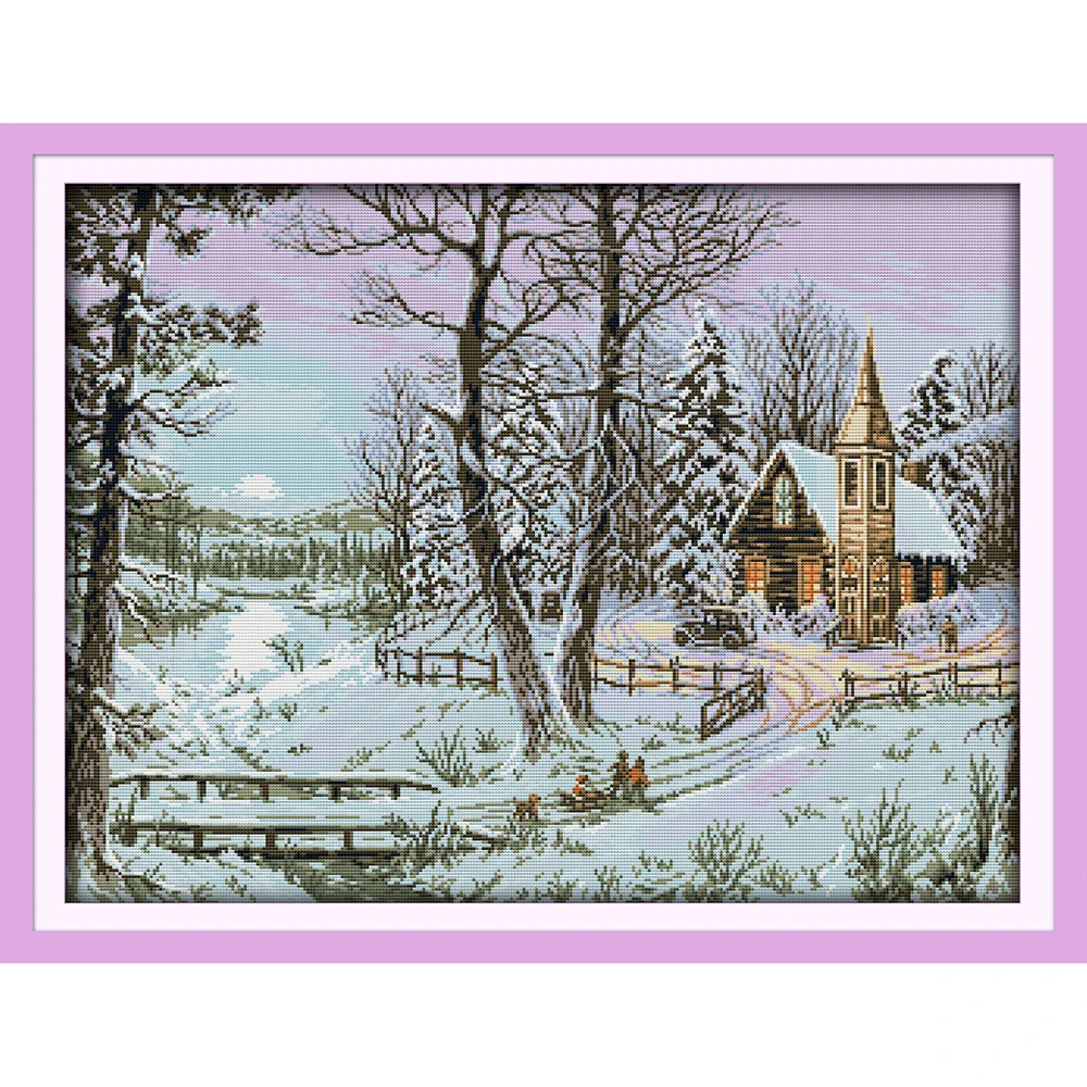 Everlasting Love The Winter Snowscape Chinese Cross Stitch Kits Ecological Cotton Stamped DIY 11CT New Year Decorations For Home
Everlasting Love The Winter Snowscape Chinese Cross Stitch Kits Ecological Cotton Stamped DIY 11CT New Year Decorations For Home