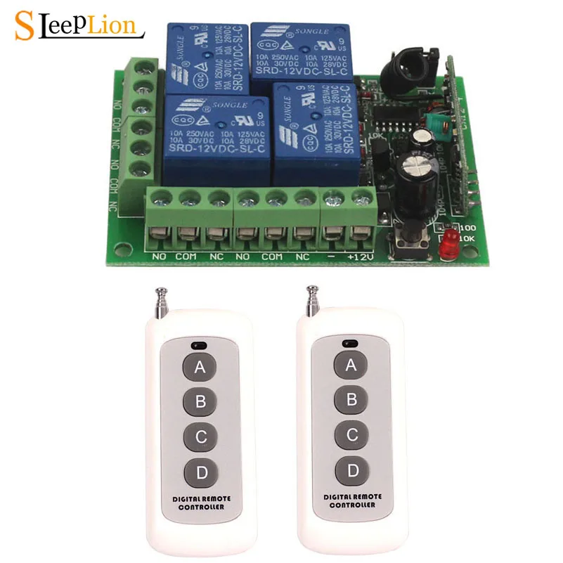Sleeplion 100M 12V 4Channel Wireless Smart Remote Switch Digital Smart Remote Control Relay Switch 12V 4 Ch Relays Module
Sleeplion 100M 12V 4Channel Wireless Smart Remote Switch Digital Smart Remote Control Relay Switch 12V 4 Ch Relays Module