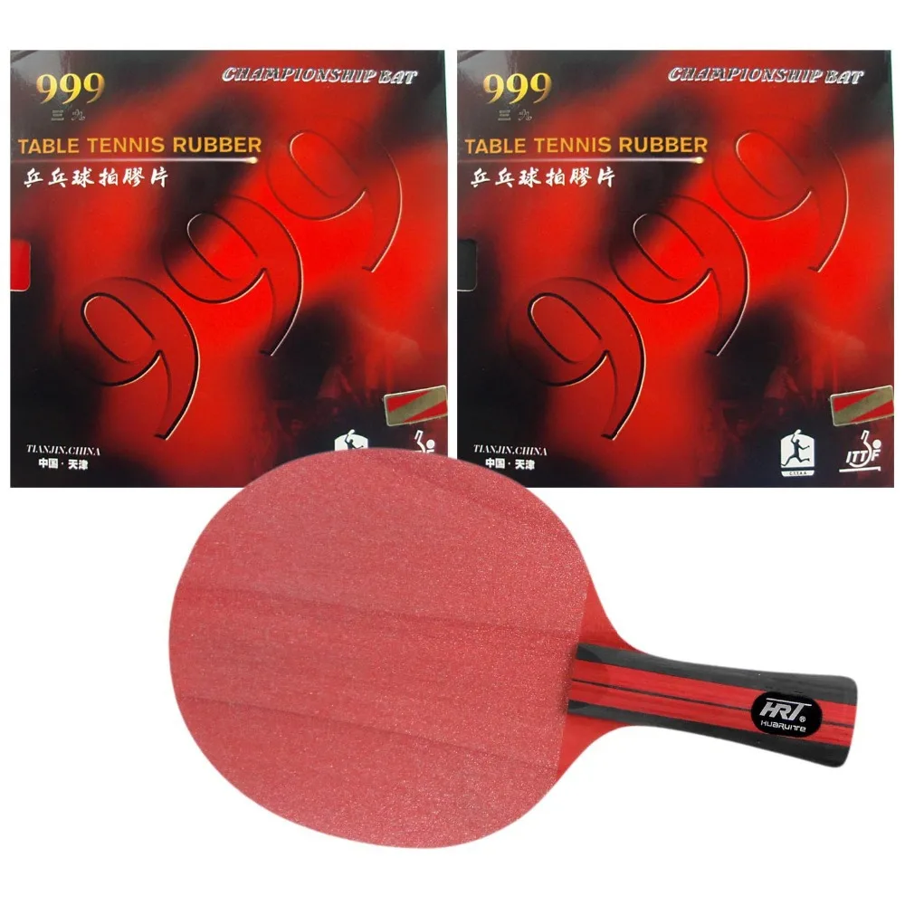 Pro Table Tennis (PingPong) Combo Racket: HRT RED Crystal with 2x 999 999T Rubbers for a Racket Shakehandlong handle FL | Спорт и