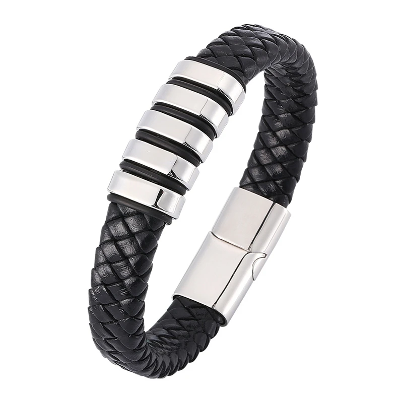 Punk Jewelry Black Braid Leather Bracelets Men Fashion Cool Stainless Steel Magnetic Clasp Wristband Bracelets Bangles BB0367
Punk Jewelry Black Braid Leather Bracelets Men Fashion Cool Stainless Steel Magnetic Clasp Wristband Bracelets Bangles BB0367