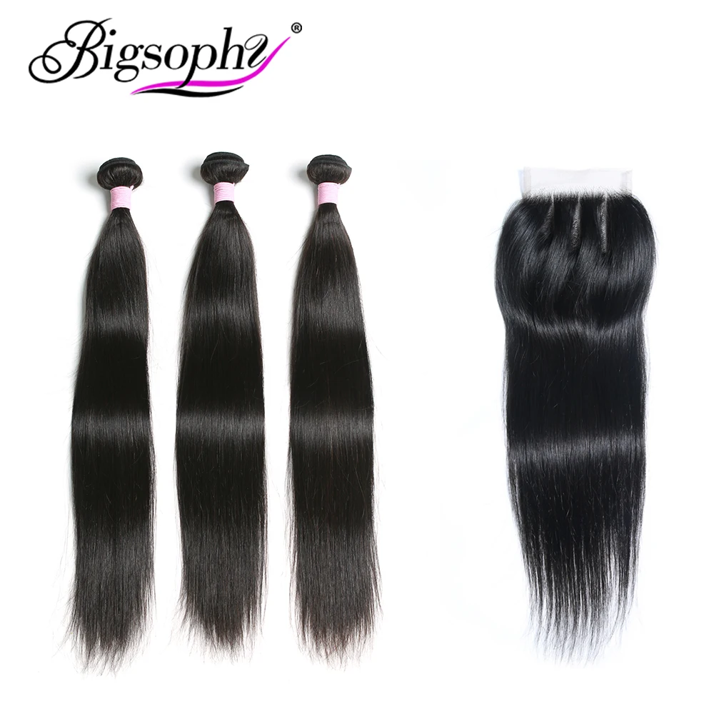 Brazilian Hair Weave Bundles With Closure Human Hair Bundle Straight 3 Bundle With 4x4 Lace Closure Remy Hair 8-30 inch BIGSOPHY
Brazilian Hair Weave Bundles With Closure Human Hair Bundle Straight 3 Bundle With 4x4 Lace Closure Remy Hair 8-30 inch BIGSOPHY