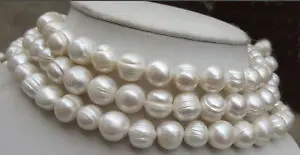 

Natural Huge 9-10mm White south sea Cultured Pearl Necklace 50"
