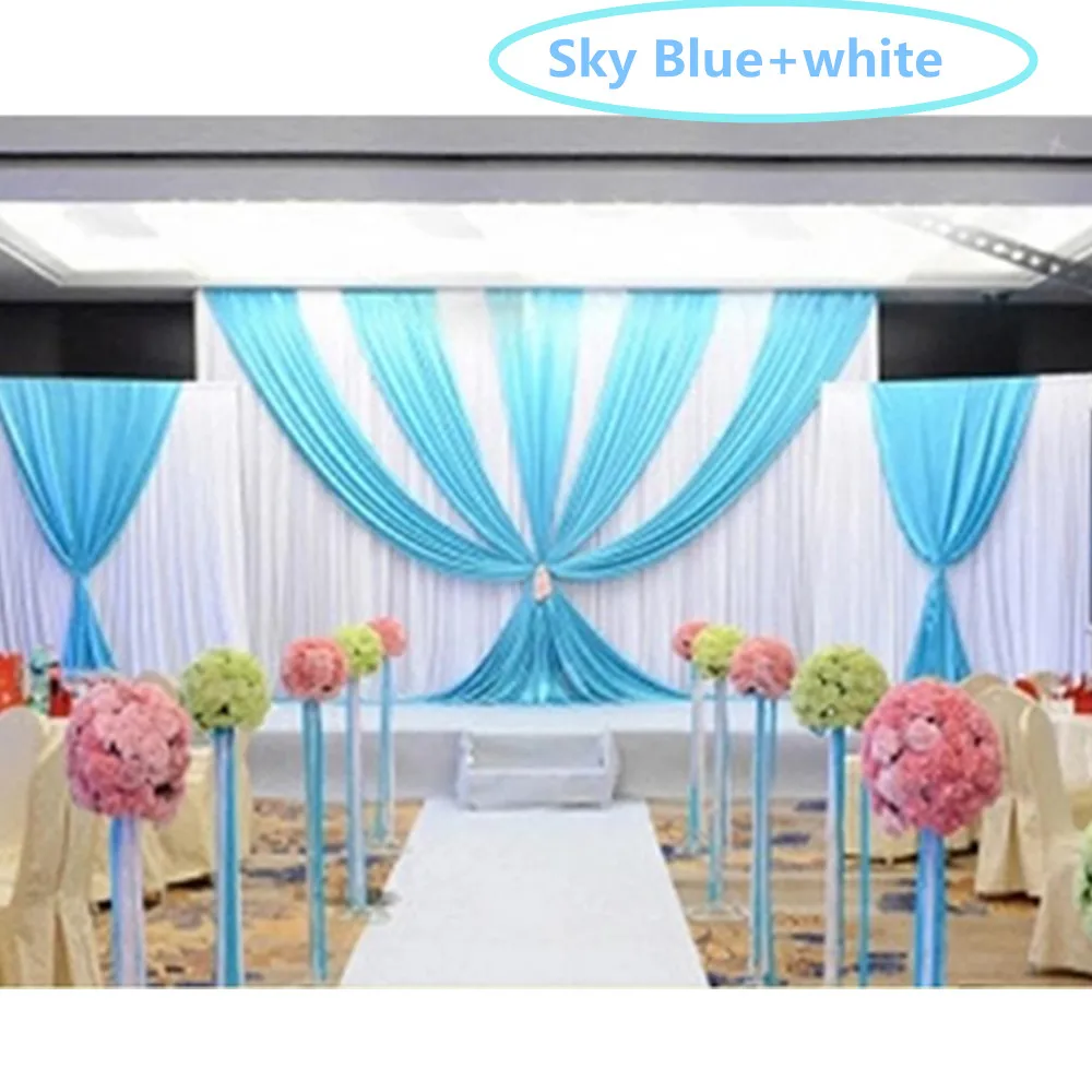 New 3pcs/lot (1pcs 4*3m+2pcs 2*2m) Luxury Wedding Backdrop with Swag Ice Silk Curtain Party Stage Backdround Wedding Decoration
New 3pcs/lot (1pcs 4*3m+2pcs 2*2m) Luxury Wedding Backdrop with Swag Ice Silk Curtain Party Stage Backdround Wedding Decoration