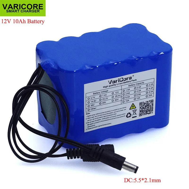 VariCore 12V 10Ah 18650 li-lon battery pack 12.6V 10000mAh with BMS Circuit Protection Board DC 5.5*2.1mm backup power supply
VariCore 12V 10Ah 18650 li-lon battery pack 12.6V 10000mAh with BMS Circuit Protection Board DC 5.5*2.1mm backup power supply