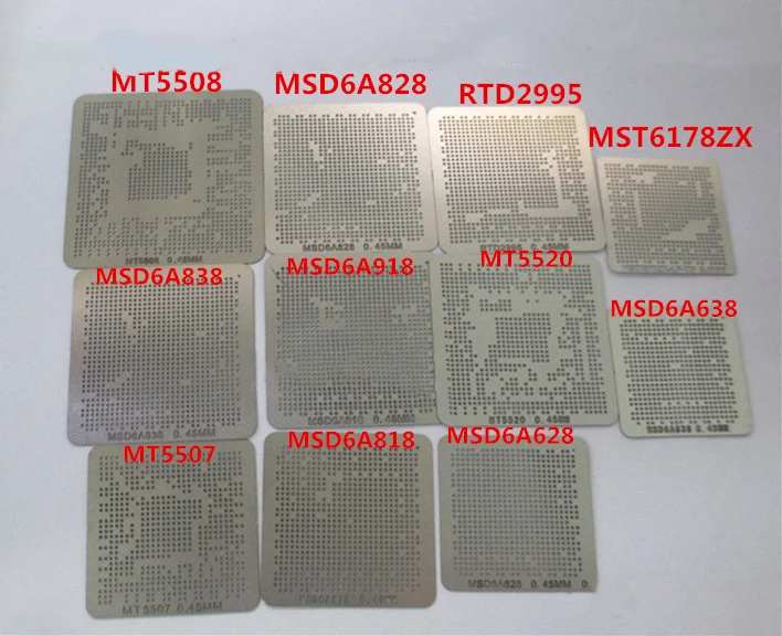 MT5507 5508 5520 MSD6A628 638 818 828 838 RTD2995 ЖК-дисплей BGA, размер чипа, стальная сетка, стальная сетка, трафарет
MT5507 5508 5520 MSD6A628 638 818 828 838 RTD2995 ЖК-дисплей BGA, размер чипа, стальная сетка, стальная сетка, трафарет