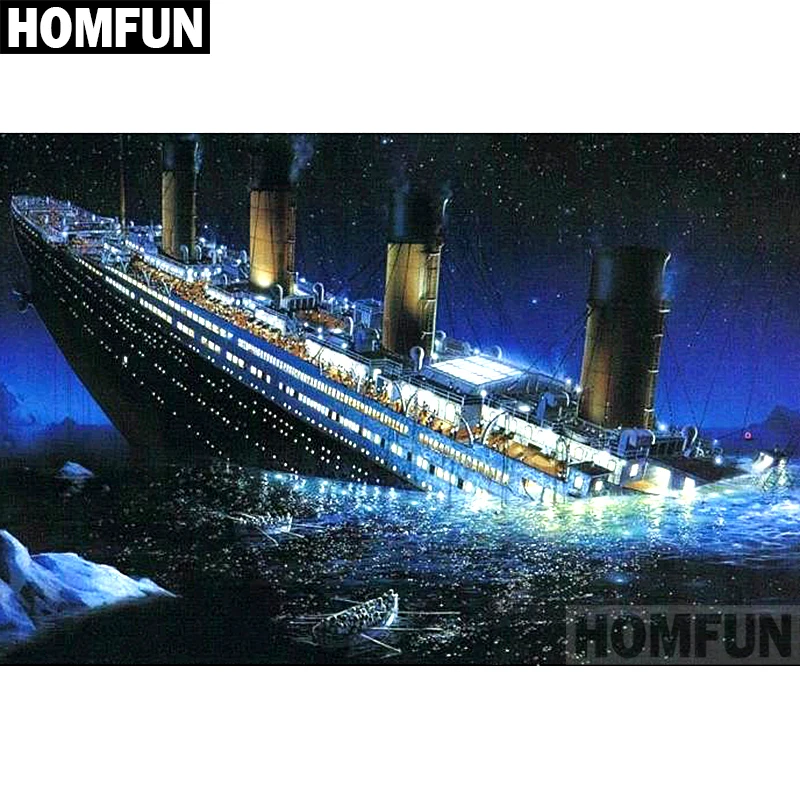 Алмазная 5D картина Титаник корабль HOMFUN вышивка с квадратными/круглыми сверлами