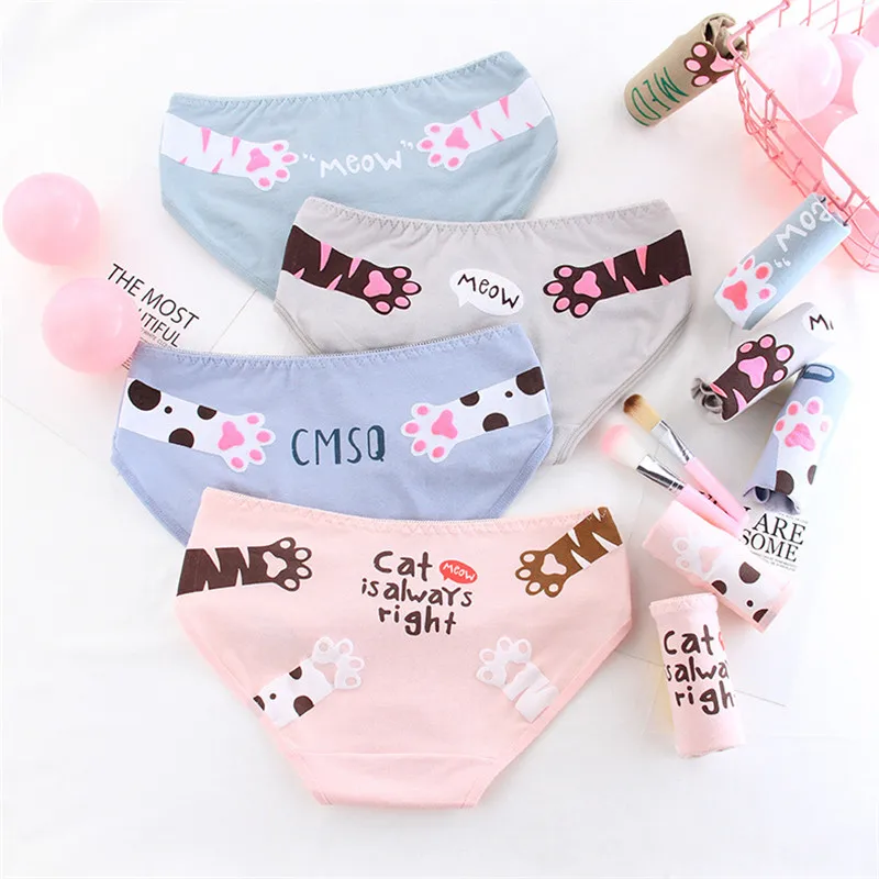 Женское нижнее белье HUI GUAN Kawaii Cat's Paw трусики карамельных цветов для девушек
