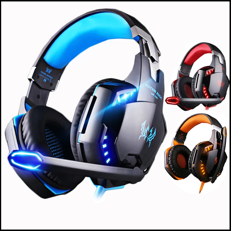 Игровые стереонаушники Kotion EACH с микрофоном и светодиодный светильник