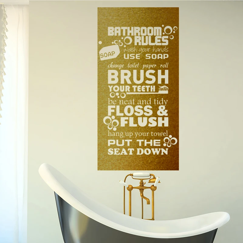 Art Design Bathroom rules for kids Quote wall sticker home decor Vinyl Toilte WC rules wall decals family Quotes for bathroom
Art Design Bathroom rules for kids Quote wall sticker home decor Vinyl Toilte WC rules wall decals family Quotes for bathroom