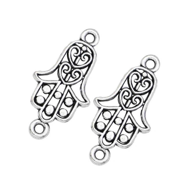 JAKONGO Antique Silver Plated 1-1 Hamsa Hand Connectors Pendant Jewelry Making Findings Accessories DIY Handmade Craft 25x13mm
JAKONGO Antique Silver Plated 1-1 Hamsa Hand Connectors Pendant Jewelry Making Findings Accessories DIY Handmade Craft 25x13mm