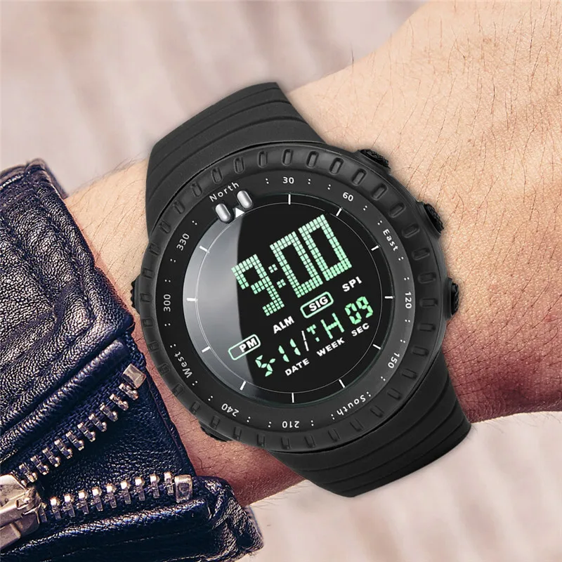 Модные мужские часы светодиодные цифровые электронный хронограф спортивные для