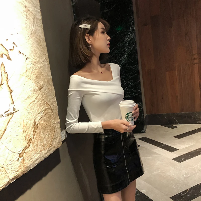 Off Shoulder T-shirts Women Slim Long Sleeve Irregular Black Sexy Tops Female 2019 Korean Fashion
Off Shoulder T-shirts Women Slim Long Sleeve Irregular Black Sexy Tops Female 2019 Korean Fashion