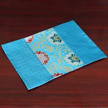 Luxury Patchwork Rectangle Dining Table Pads Plate Placemat Pallet Coasters Chinese style Mulberry Silk Brocade Placemats
