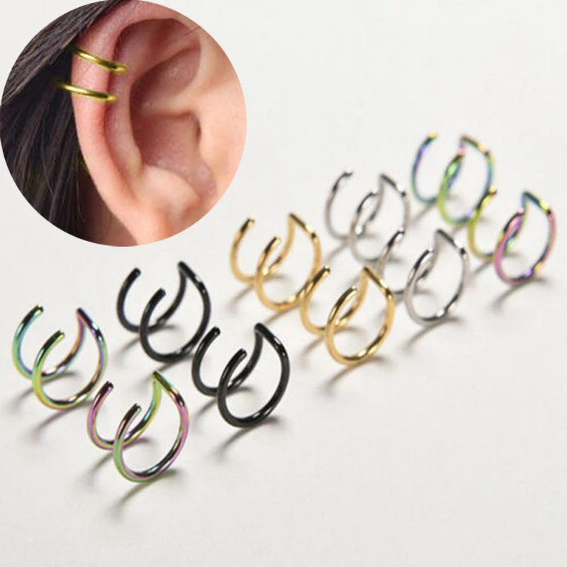 Simple 1pair Unisex Punk Clip-on Earrings No Pierced Non-piercing Earcuff Ear Clip Without Piercing Silvery For Women and Men
Simple 1pair Unisex Punk Clip-on Earrings No Pierced Non-piercing Earcuff Ear Clip Without Piercing Silvery For Women and Men
