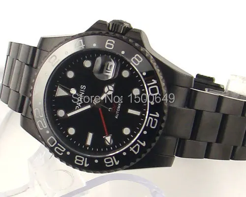 

Parnis 40mm black dial GMT Style PVD case Ceramic Bezel sapphire glass Automatic watch 963