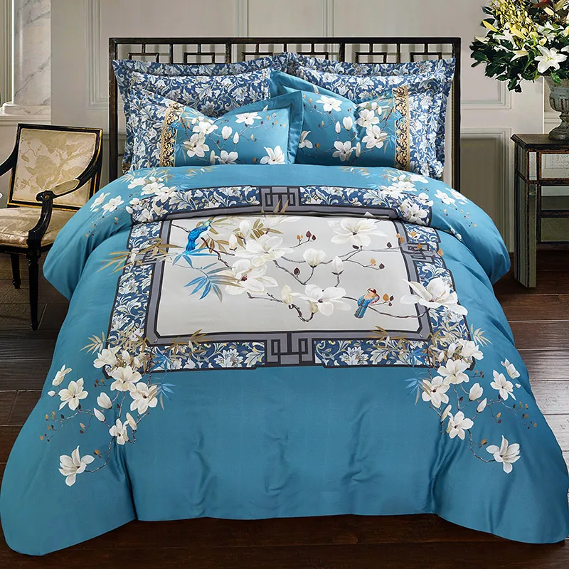 Blue White New 100% Cotton Sanding Printed Flower Bedding Set Luxury Royal Bed Sheet set Duvet Cover Pillowcase Queen King 4pcs
Blue White New 100% Cotton Sanding Printed Flower Bedding Set Luxury Royal Bed Sheet set Duvet Cover Pillowcase Queen King 4pcs