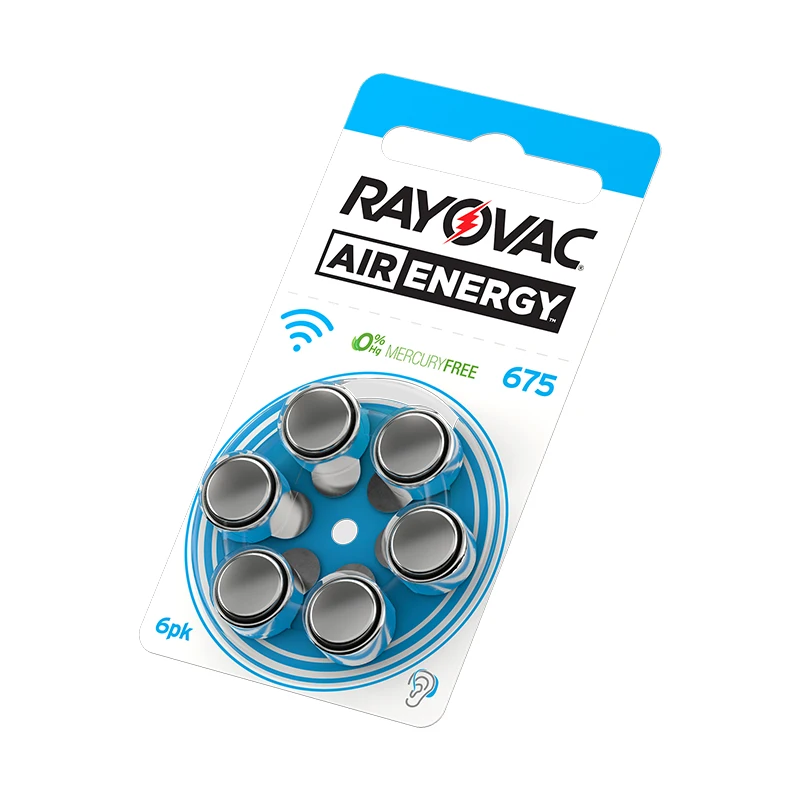 Аккумуляторы для слухового аппарата Rayovac Air 1 45 в 675A A675 675 PR44 60 шт.|Часовые