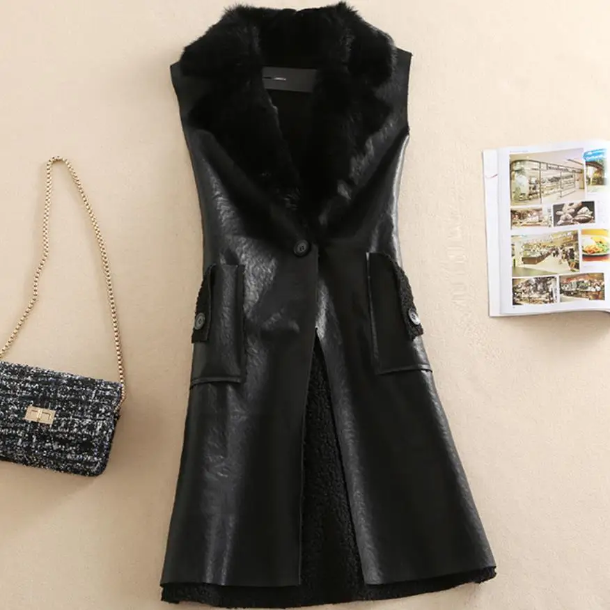 plus size 2xl! Women Vest Autumn Winter Coat Natural Fur Collar Black Jacket Coats Pu Vest Warm Outerwear
plus size 2xl! Women Vest Autumn Winter Coat Natural Fur Collar Black Jacket Coats Pu Vest Warm Outerwear