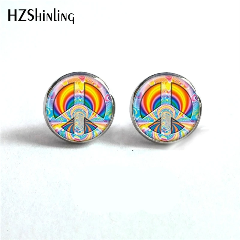 NES-0062 Hippie Peace Earrings Sign Peace Stud Earrings Peace Symbol Jewelry Glass Cabochon Earrings Handmade HZ4
NES-0062 Hippie Peace Earrings Sign Peace Stud Earrings Peace Symbol Jewelry Glass Cabochon Earrings Handmade HZ4