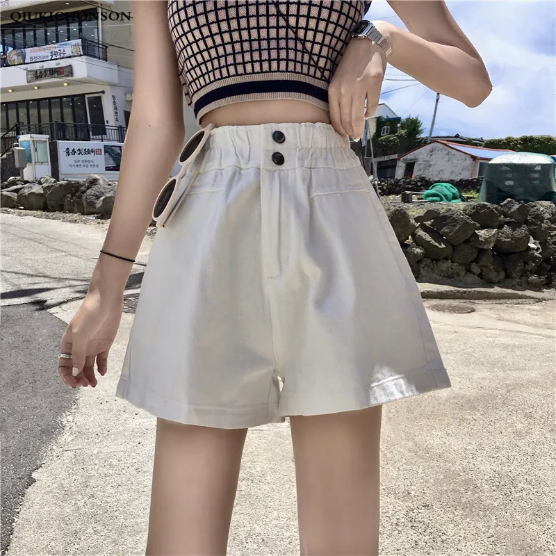 Women Elastic High Waist Shorts Korean Fashion Summer Wide Leg Casual Loose Shorts White Black
Women Elastic High Waist Shorts Korean Fashion Summer Wide Leg Casual Loose Shorts White Black