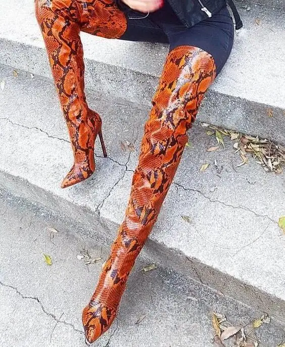 Sexy Snake Skin Stiletto Heels Boots Women Pointed Toe Thin Heels Over-the-knee Boots Ladies Side Zipper Thigh High Boots Hot
Sexy Snake Skin Stiletto Heels Boots Women Pointed Toe Thin Heels Over-the-knee Boots Ladies Side Zipper Thigh High Boots Hot