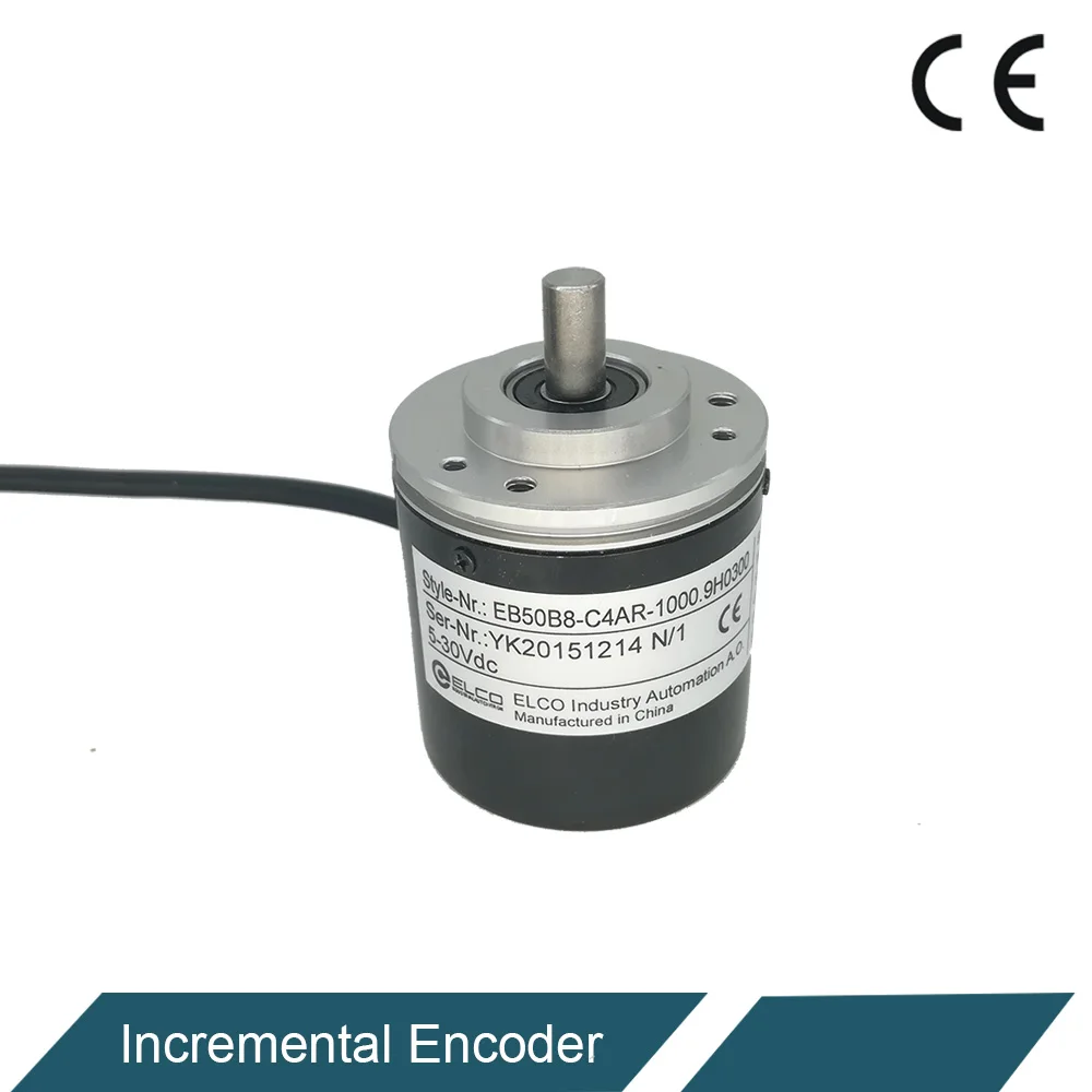 ELCO encoder EB50B8-C4AR-500 9H0300 500PPR 50mm size NPN Output 8mm solid shaft rotary optical encoder
ELCO encoder EB50B8-C4AR-500 9H0300 500PPR 50mm size NPN Output 8mm solid shaft rotary optical encoder