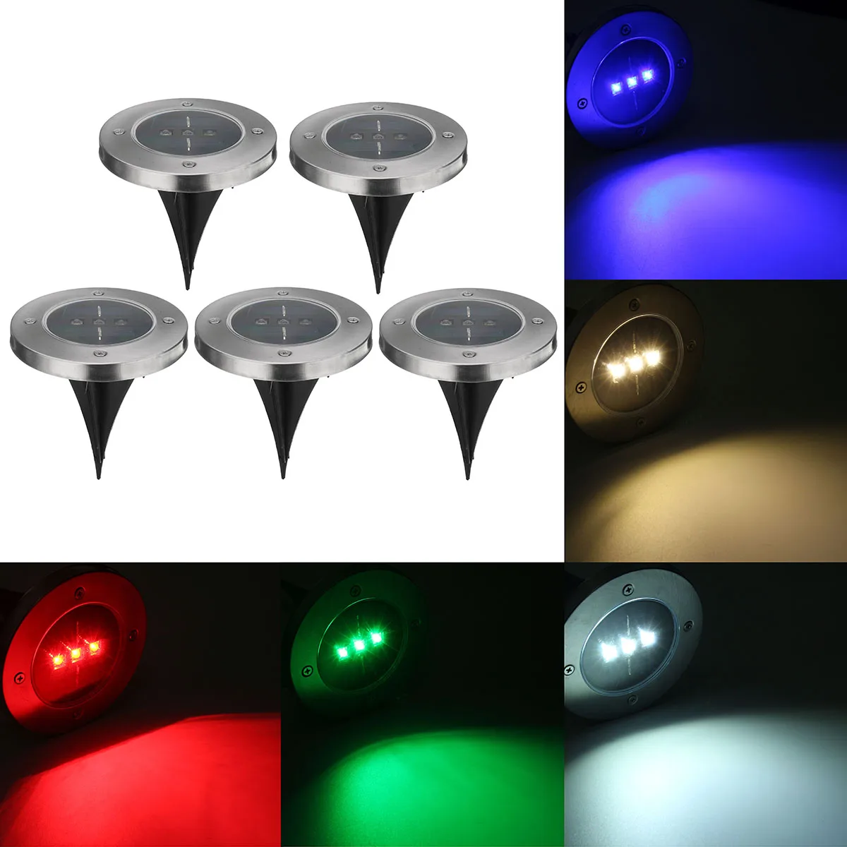 5pcs Solar Powered 3 LED Solar Light Outdoor LED Garden Light Lawn Path Yard Fence Stainless Steel Buried Inground Lamp
5pcs Solar Powered 3 LED Solar Light Outdoor LED Garden Light Lawn Path Yard Fence Stainless Steel Buried Inground Lamp