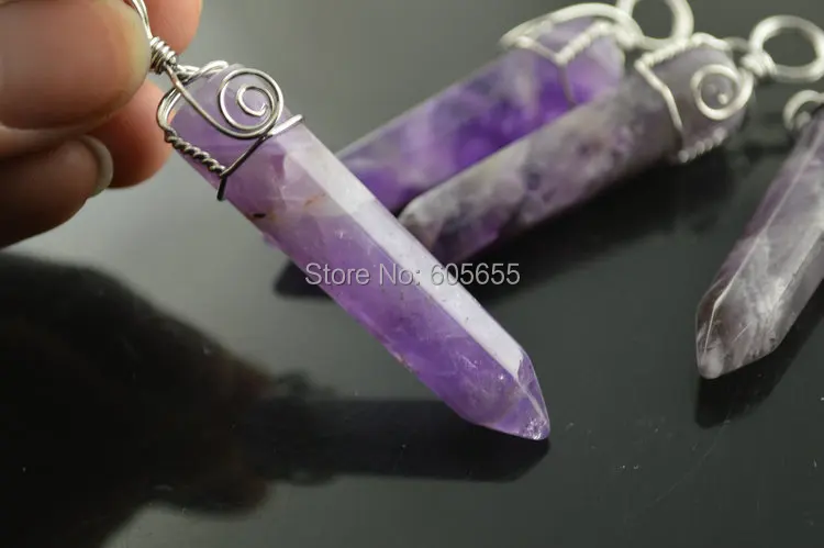 60mm Length Natural Purple Quartz Stone Pillar Point Wire Wrapped Bail Stone Pendants fit Fashion necklace jewelry
60mm Length Natural Purple Quartz Stone Pillar Point Wire Wrapped Bail Stone Pendants fit Fashion necklace jewelry