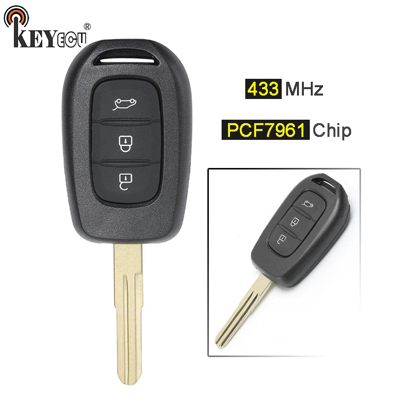 KEYECU 433MHz PCF7961 Chip 3 Button Replacement Remote Key Blank Fob for Renault Captur Symbol Megane 3 Kadjar 2013-2017
KEYECU 433MHz PCF7961 Chip 3 Button Replacement Remote Key Blank Fob for Renault Captur Symbol Megane 3 Kadjar 2013-2017
